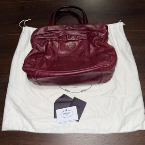 Prada Deep Red Leather Handbag